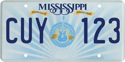 MS license plate CUY123