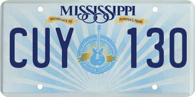 MS license plate CUY130