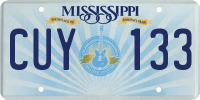 MS license plate CUY133
