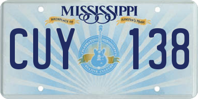 MS license plate CUY138