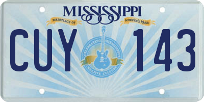 MS license plate CUY143