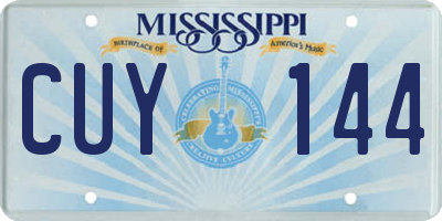 MS license plate CUY144