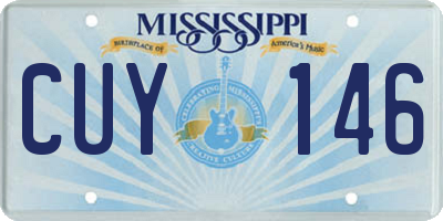 MS license plate CUY146