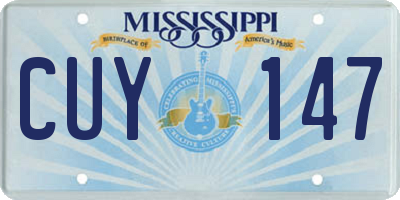 MS license plate CUY147