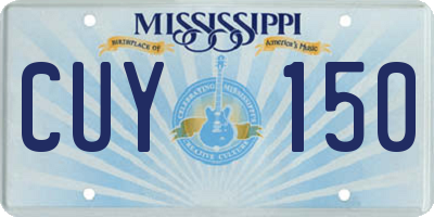 MS license plate CUY150