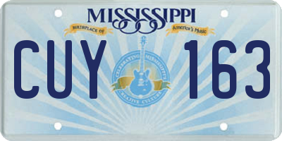 MS license plate CUY163