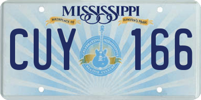 MS license plate CUY166
