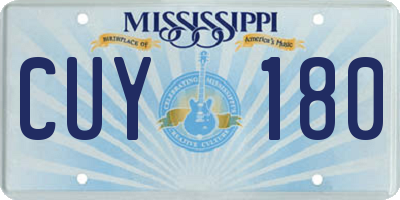 MS license plate CUY180