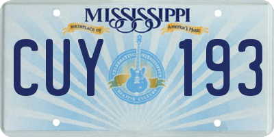 MS license plate CUY193