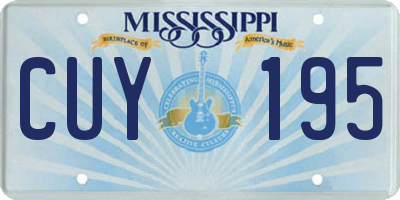MS license plate CUY195
