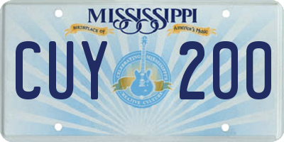 MS license plate CUY200
