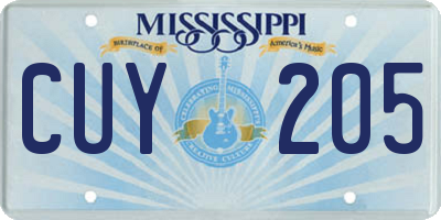 MS license plate CUY205