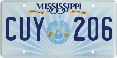 MS license plate CUY206
