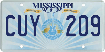 MS license plate CUY209