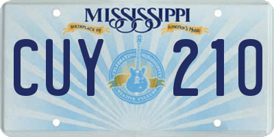 MS license plate CUY210