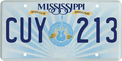 MS license plate CUY213