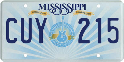 MS license plate CUY215