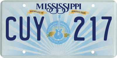 MS license plate CUY217
