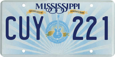 MS license plate CUY221