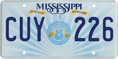 MS license plate CUY226