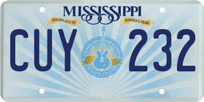MS license plate CUY232