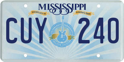 MS license plate CUY240