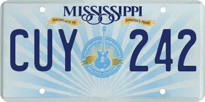 MS license plate CUY242
