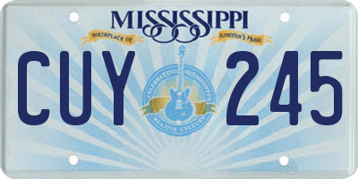 MS license plate CUY245