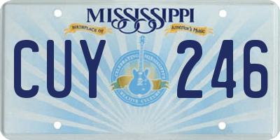 MS license plate CUY246