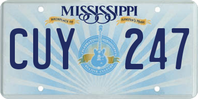 MS license plate CUY247