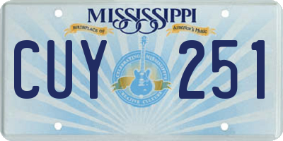 MS license plate CUY251