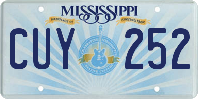 MS license plate CUY252
