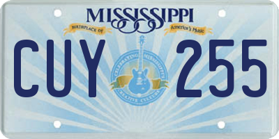 MS license plate CUY255