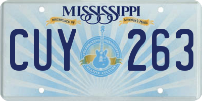MS license plate CUY263