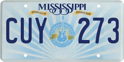 MS license plate CUY273