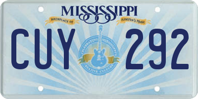 MS license plate CUY292