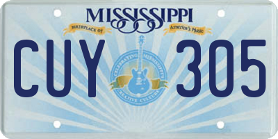 MS license plate CUY305