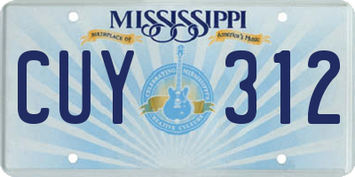 MS license plate CUY312
