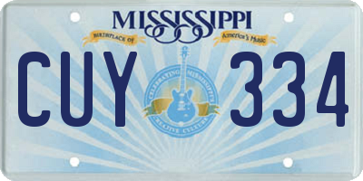 MS license plate CUY334