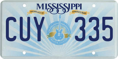 MS license plate CUY335
