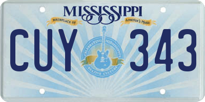 MS license plate CUY343