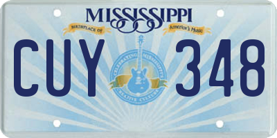 MS license plate CUY348