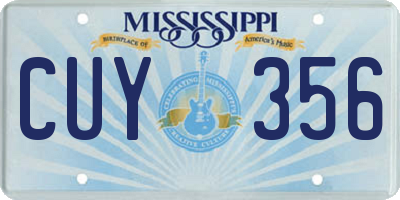 MS license plate CUY356