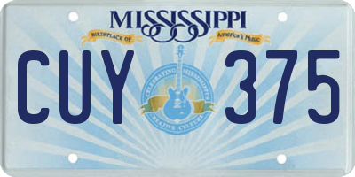 MS license plate CUY375