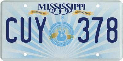 MS license plate CUY378