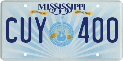 MS license plate CUY400