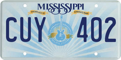 MS license plate CUY402