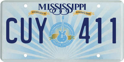 MS license plate CUY411