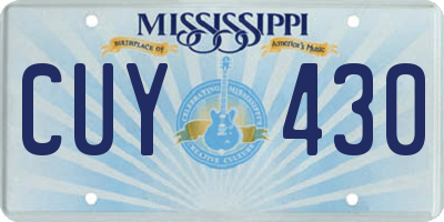 MS license plate CUY430