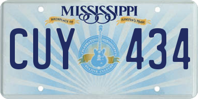 MS license plate CUY434